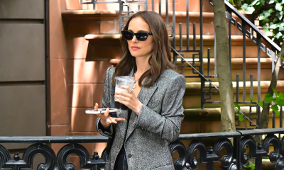 Natalie Portman mistrzowsko stylizuje szorty z surowego jeansu z elegancką górą