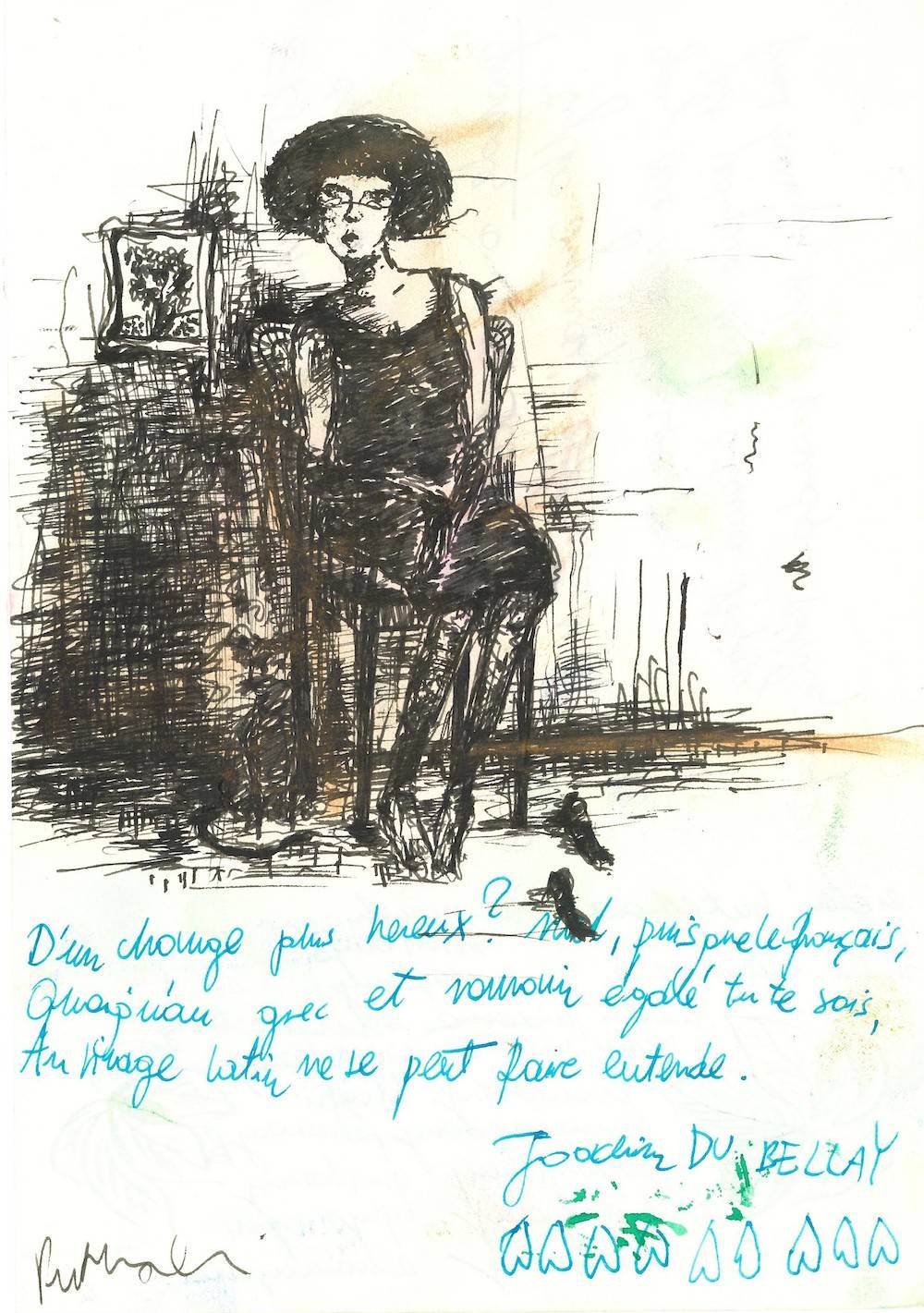 Filipka Rutkowska, portret kobiety od francuskiego, Tusz na papierze, 23 x 16 cm, 2008.