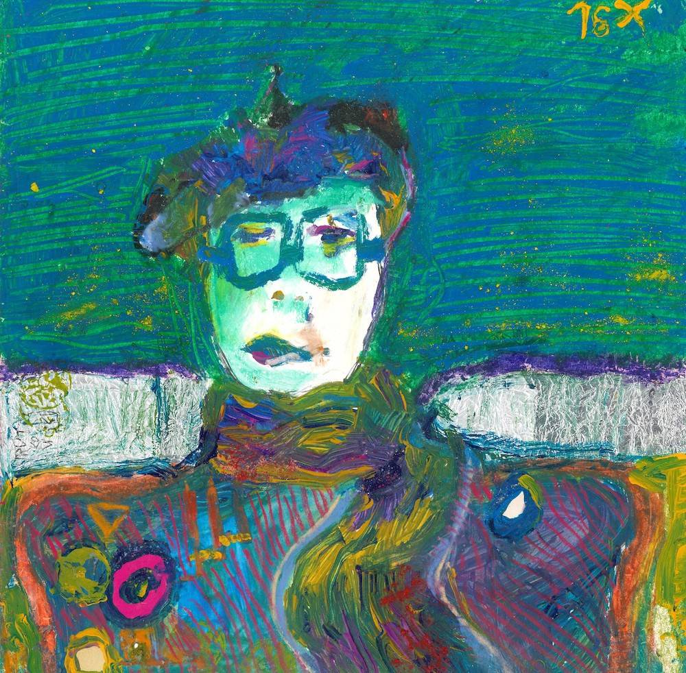 Filipka Rutkowska, autoportret w stylu francuskim. Pastel, akryl, folia aluminiowa, 30 x 30 cm, 2010.